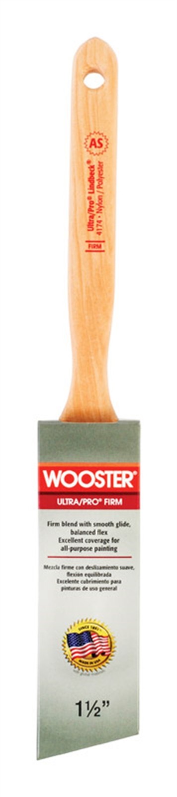 Wooster 4174-1.5 Wood Sash Handle Nylon Polyester Angle Paint Brush 1.5 W in.