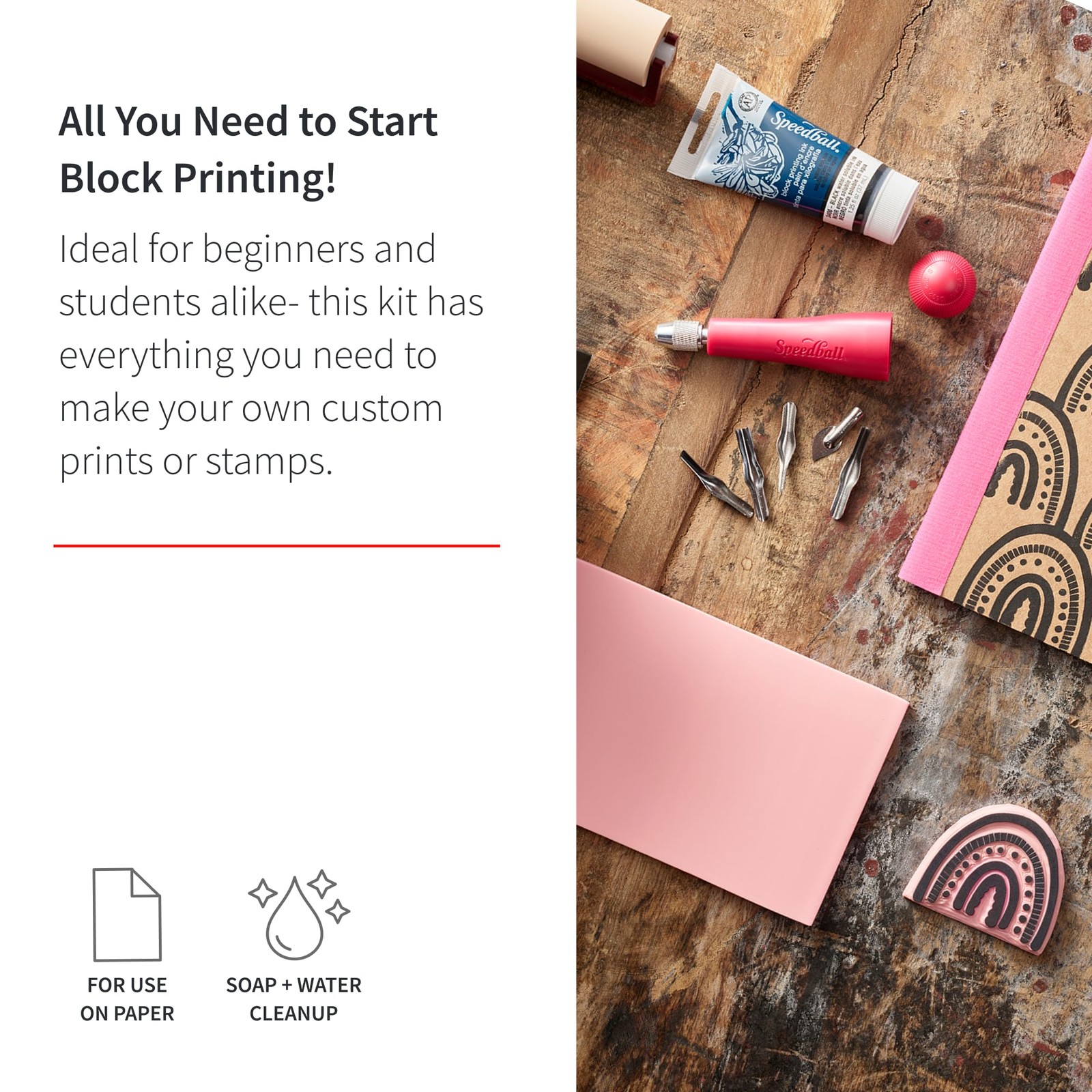 3471 Super Value Block Printing Starter Kit – Includes Ink, Brayer, Lino Hand...
