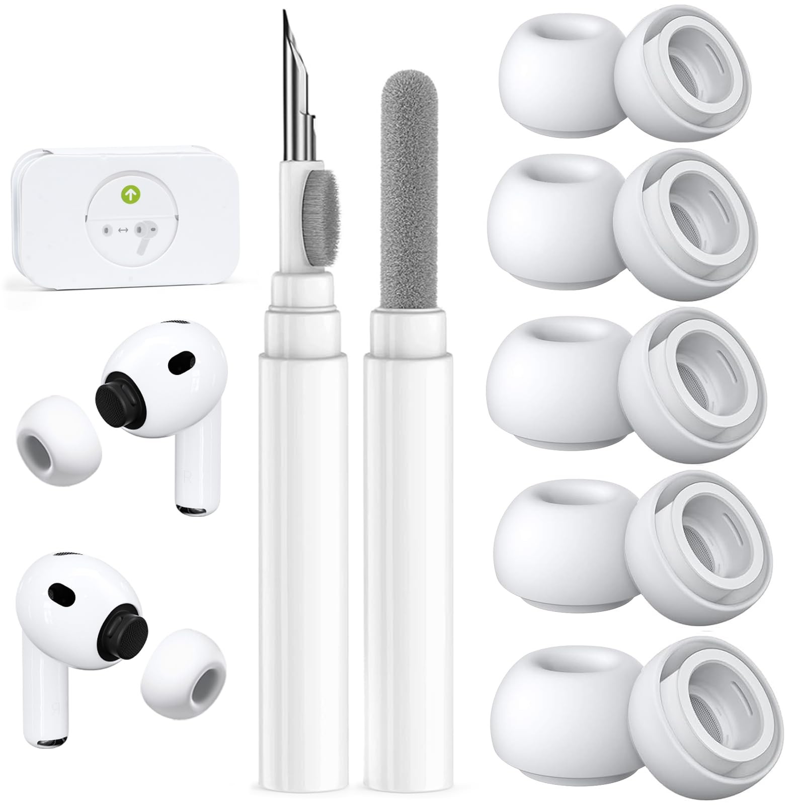 Polislime 5 Pairs Replacement Ear Tips for Airpods Pro 3 (2025), 5Pairs White