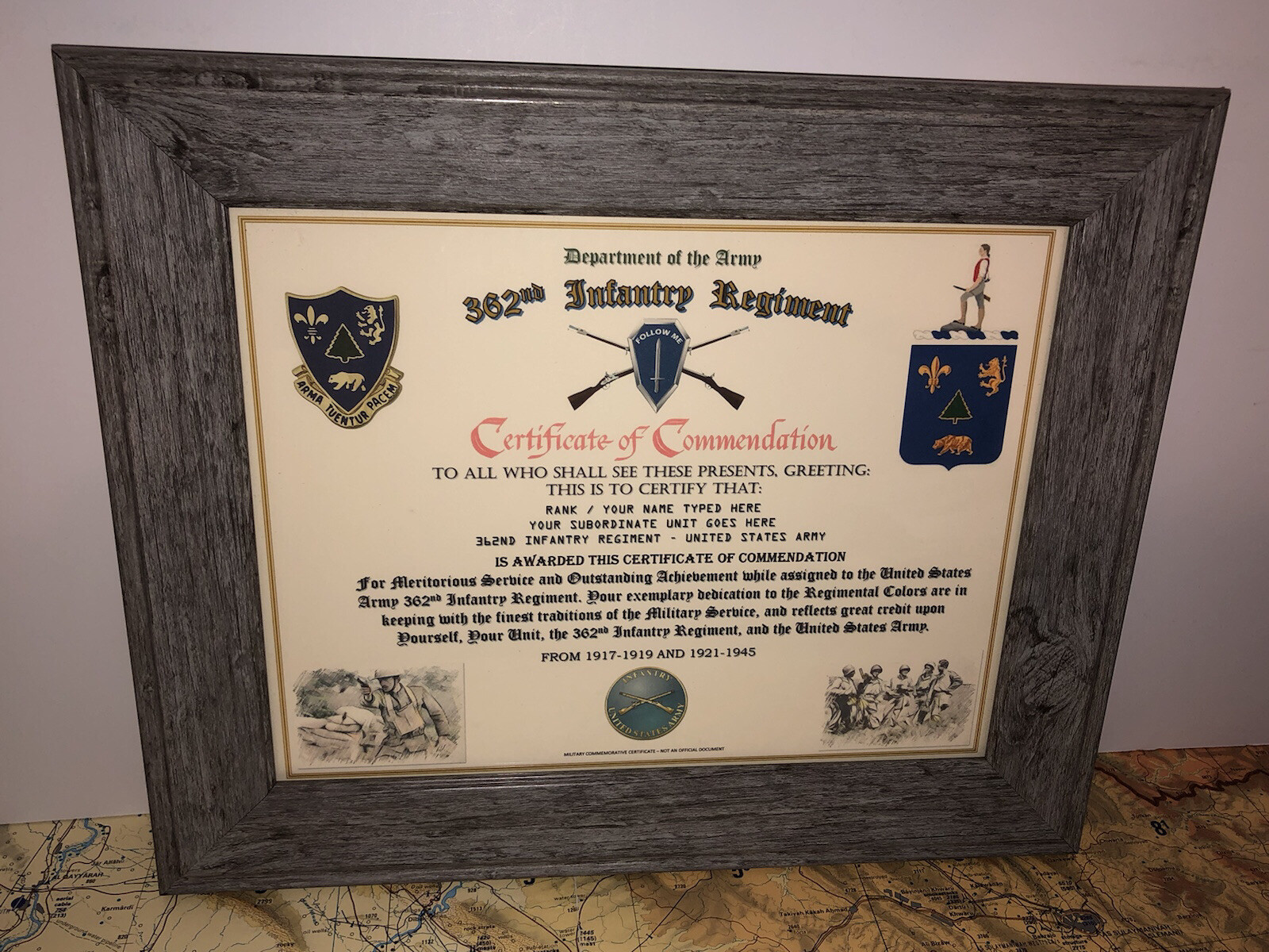 362ND INFANTRY REGIMENT / COMMEMORATIVE - CERTIFICATE OF COMMENDATION