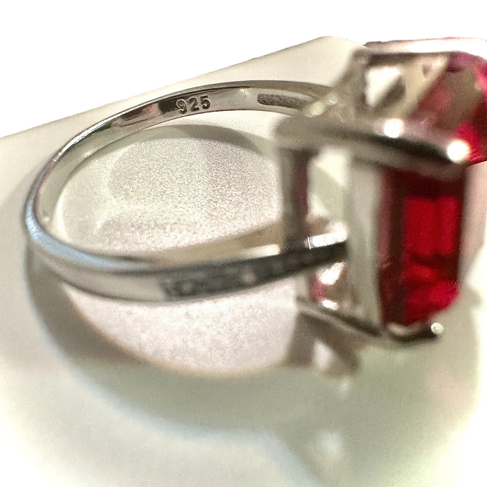 Ruby Ring 925 Sterling Silver Jewelry Emerald Cut Size 6 7 8 9 lab-created