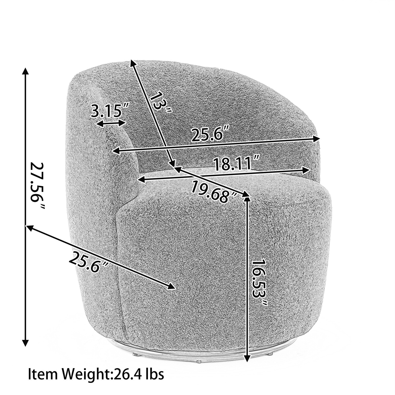 Swivel Barrel Chair Comfy Round Accent Sofa Chair Velvet Fabric for Living Room