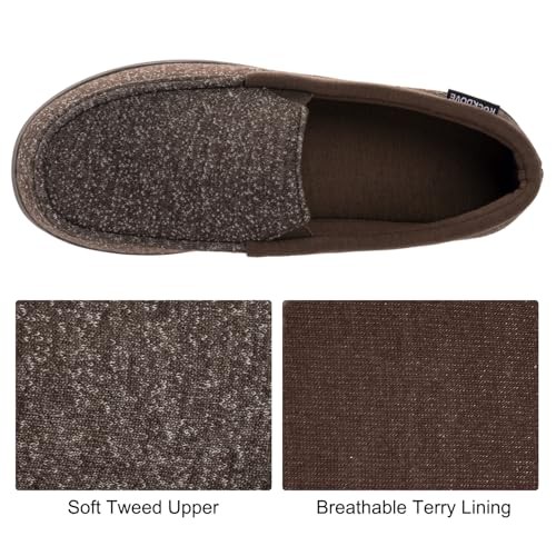 Men's Tweed Memory Foam Moc Slipper 10 Coffee