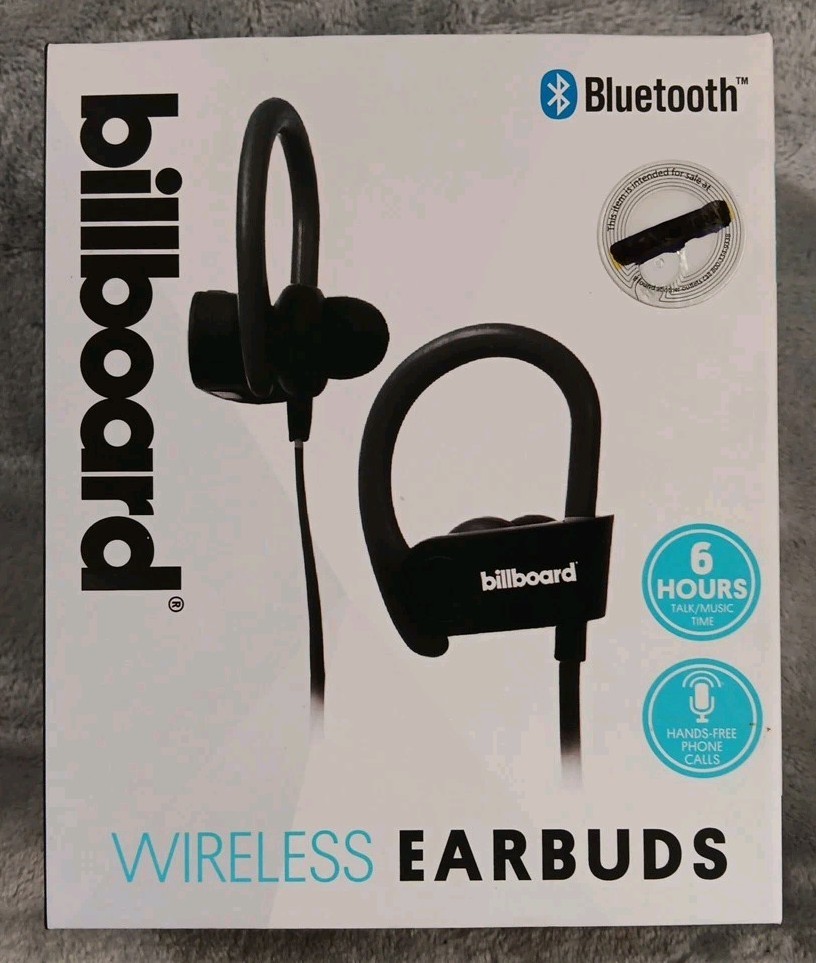 Billboard Wireless Earbuds Earhook W Microphone Bluetooth Hands Free Phone Calls