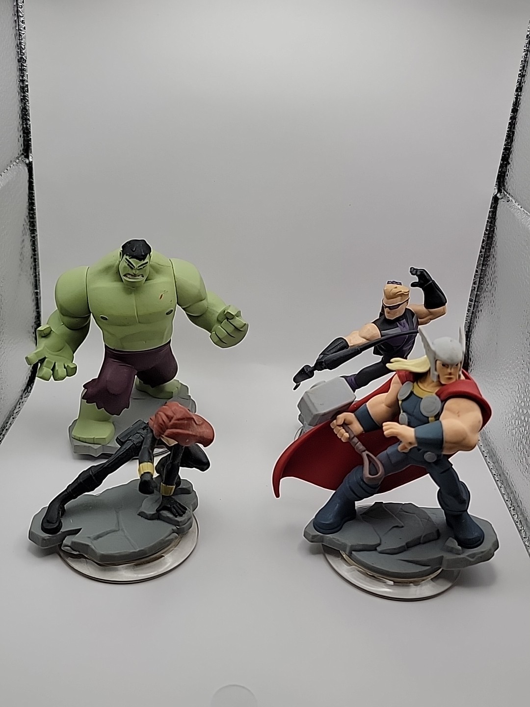 Disney Infinity Marvel Video Game Character Figures Hawkeye, Black Widow, Hulk,