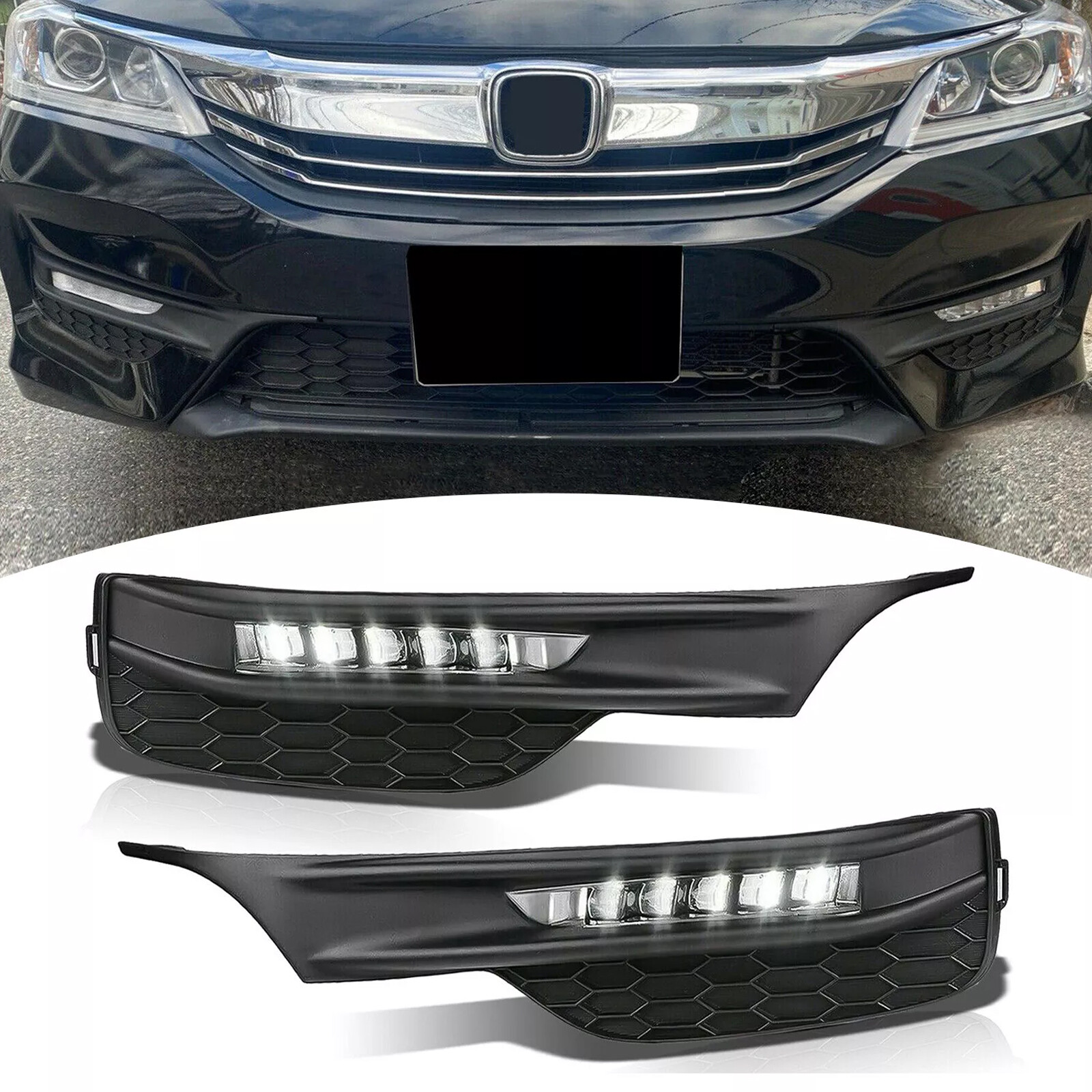 For 2016 2017 Honda Accord Sedan 4Dr LED Fog Lights Bumper Lamps+Wiring+Switch