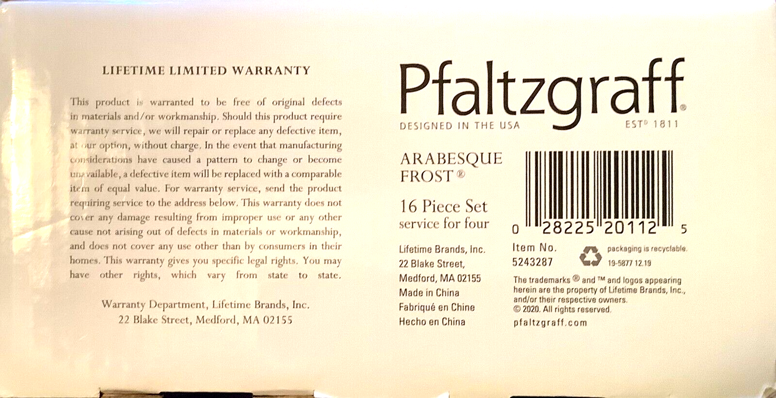 Pfaltzgraff - Arabesque Frost / 12-Piece Stainless Flatware Silverware Set