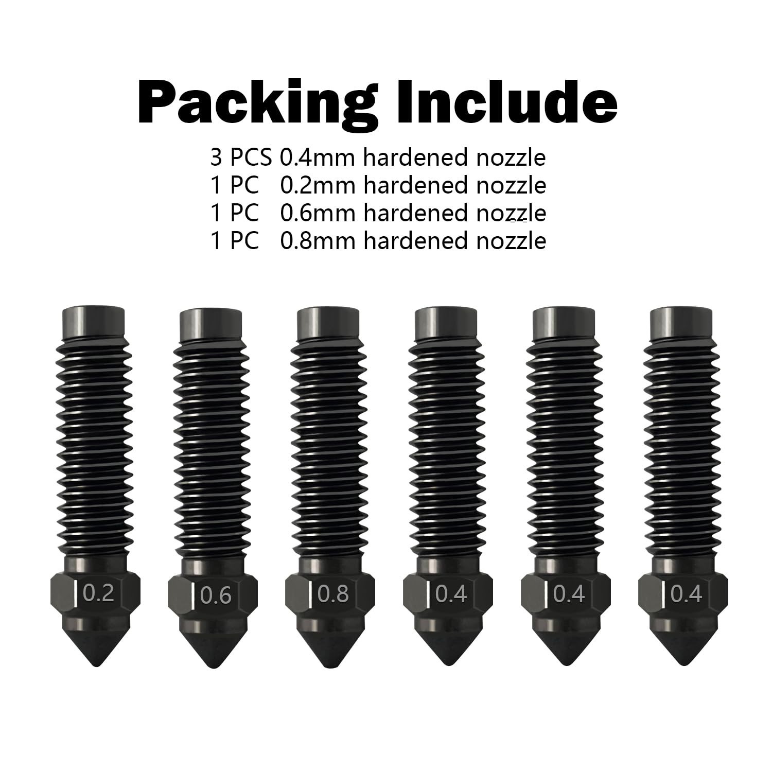 Precision 6PCS Nozzle Set (0.2MM to 0.8MM) for High-Speed Elegoo Printing Needs