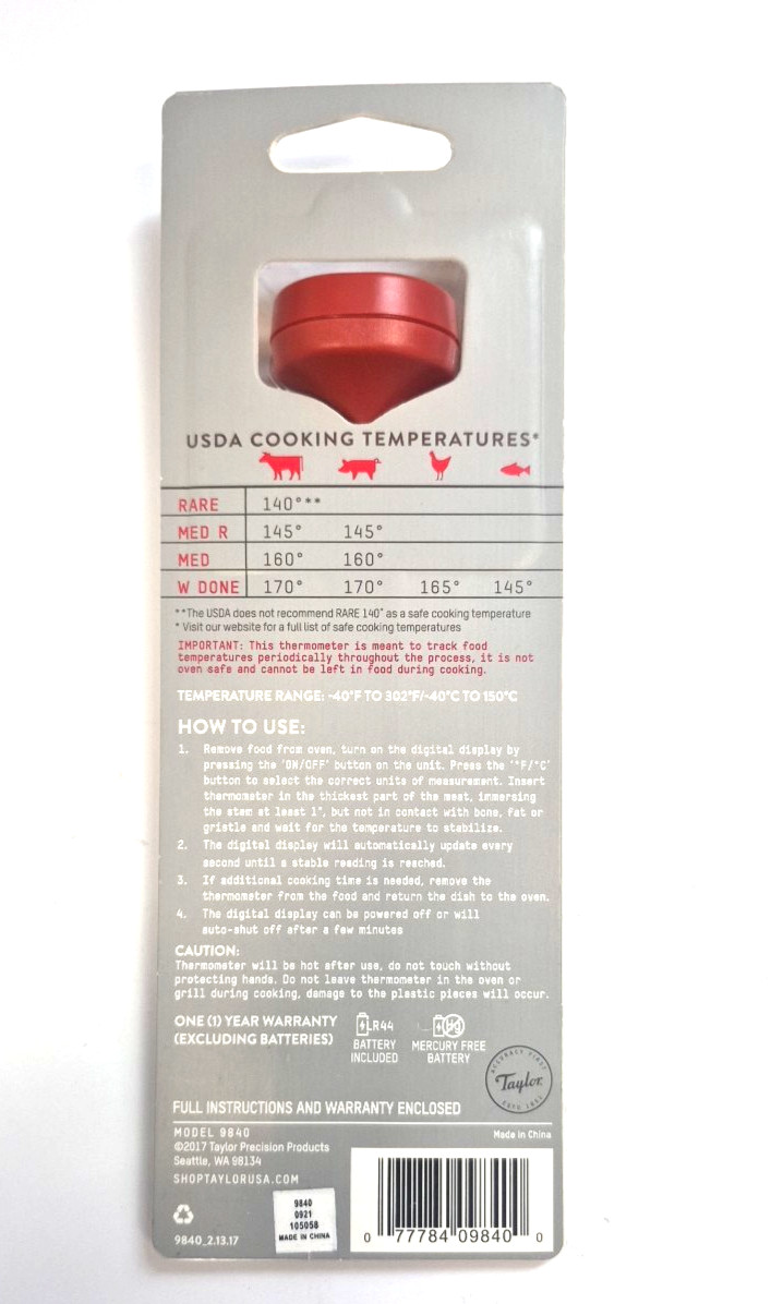 Instant Read Pocket Thermometer Digital. 9840 NEW
