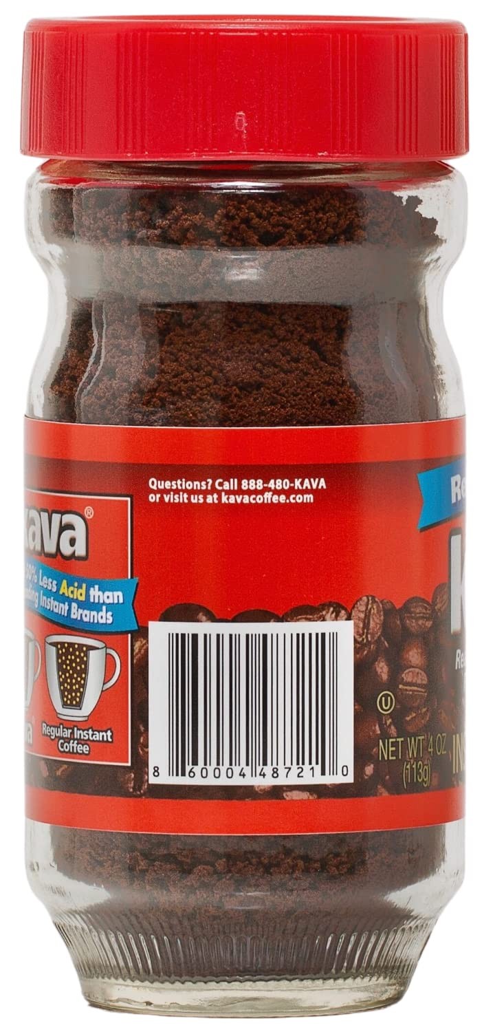 Kava Coffee Low Acid Neutralized Instant Coffee, 4 Ounce Pack of 3