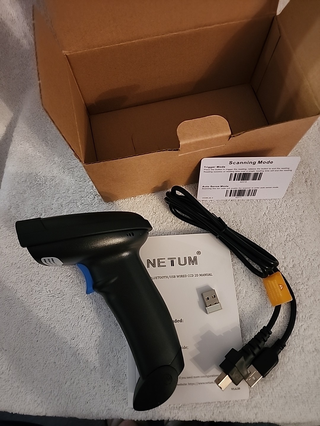 NETUM NT-1228BC Bluetooth Barcode Scanner Compatible with 2.4G Black - NIB