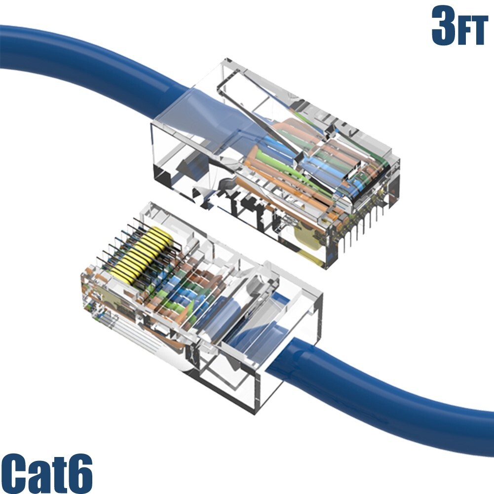 3FT Cat6 RJ45 Ethernet LAN Network UTP Non-Boot Patch Cable Copper 24AWG Blue