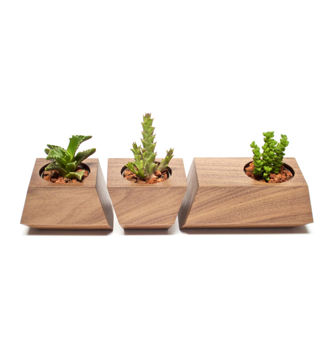 R. DESIGN HOUSE Handmade MID CENTURY Modern BOXCAR WOOD PLANTER 3pc SET Designer