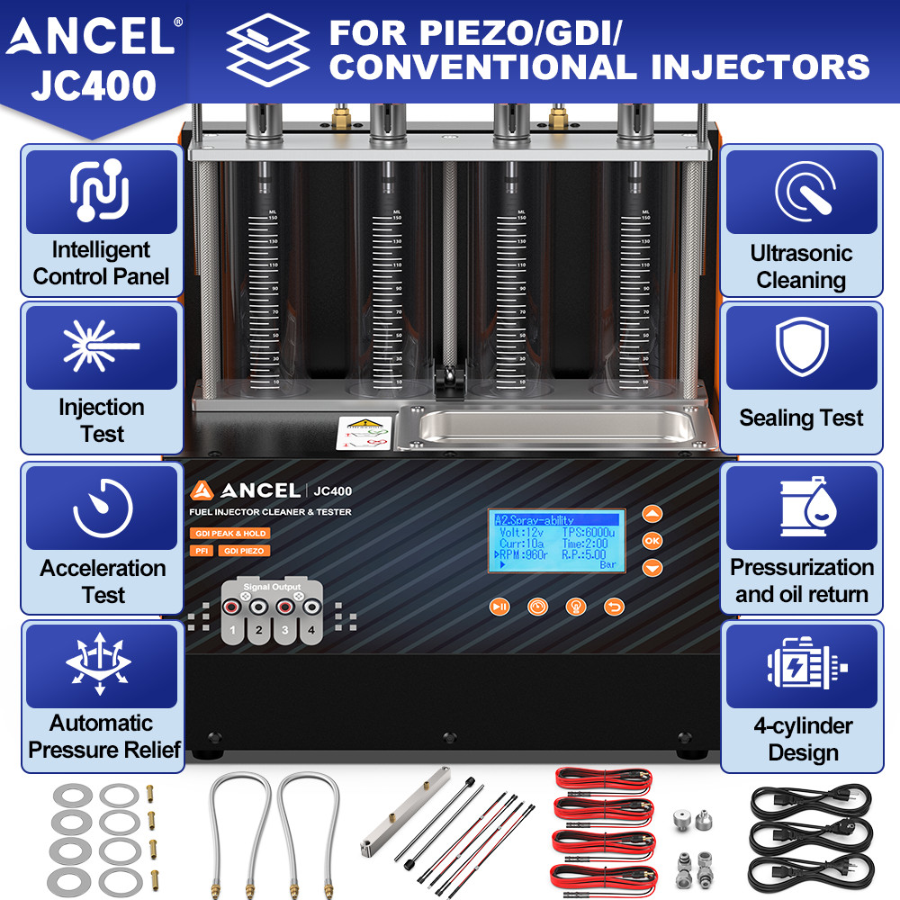 ANCEL Ultrasonic Fuel Injector Cleaner Tester Injector Nozzle Cleaning Machine