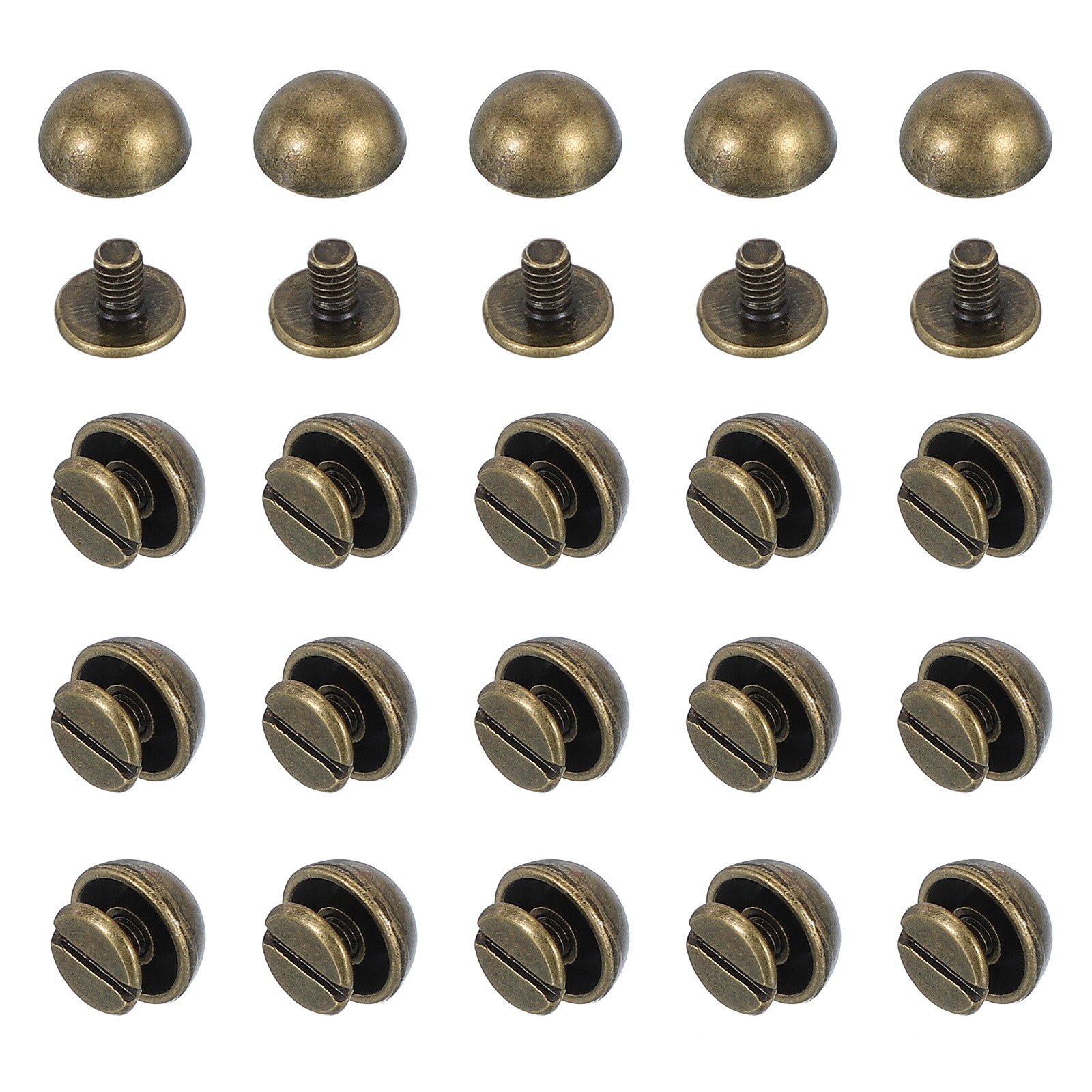 3/8" Dome Spikes Studs, 20 Sets Nailhead Screw Back Rivets for Craft, Bronze