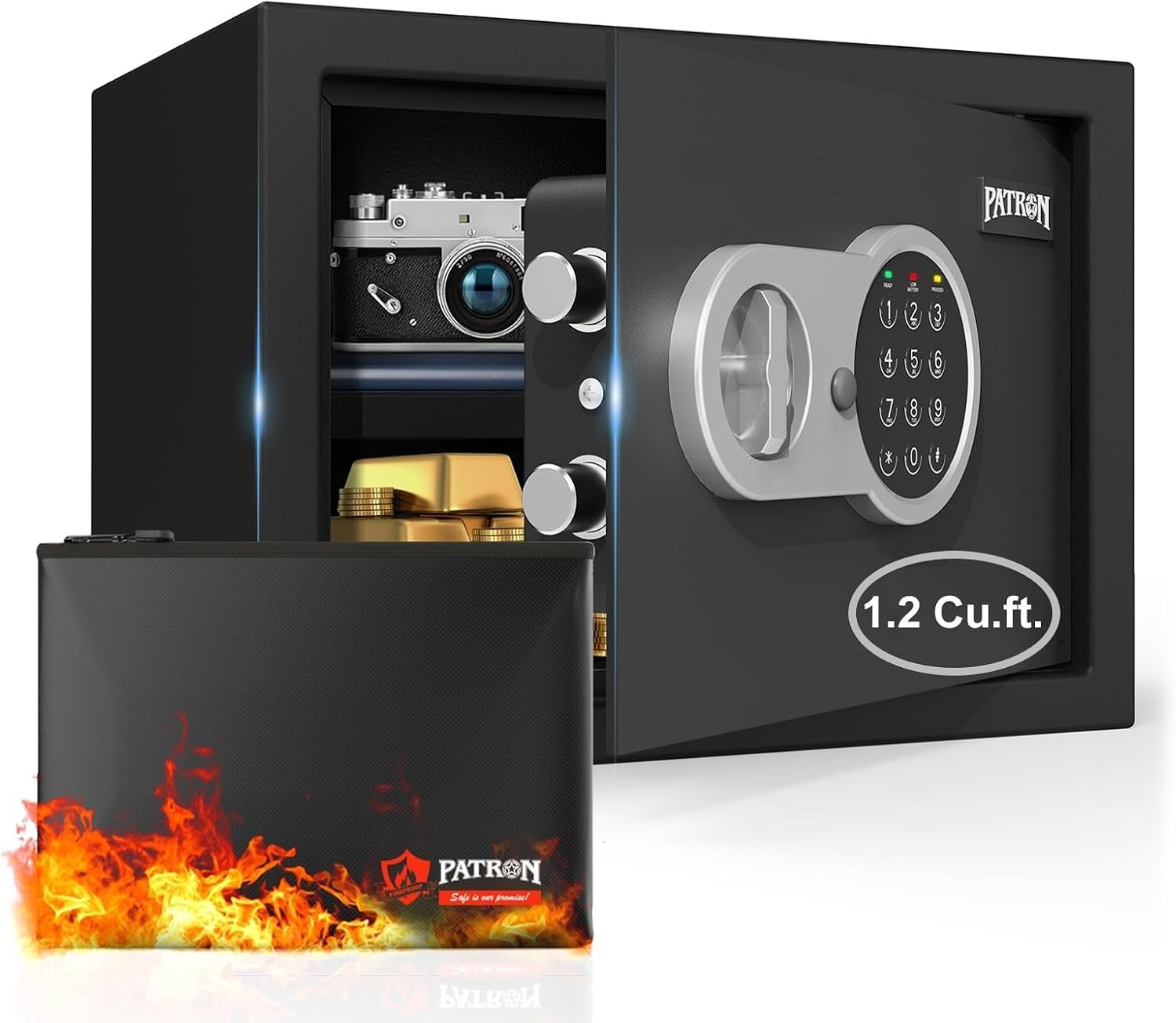 [ 1.2 Cu.Ft. ] Fireproof Safe for Home,Digital Security Home Cabinet Safes for M
