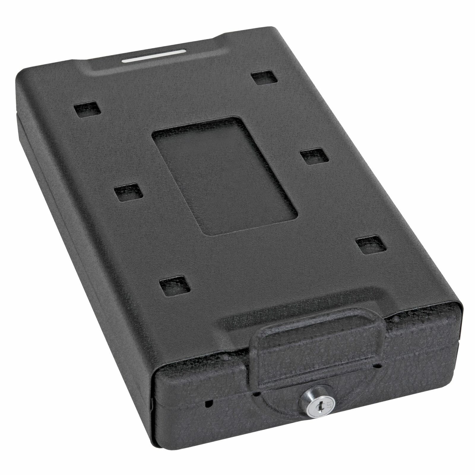 Bulldog Car Safe 8.2x6x2.2" Handgun Keyed Lock Steel with Cable & Mount Black