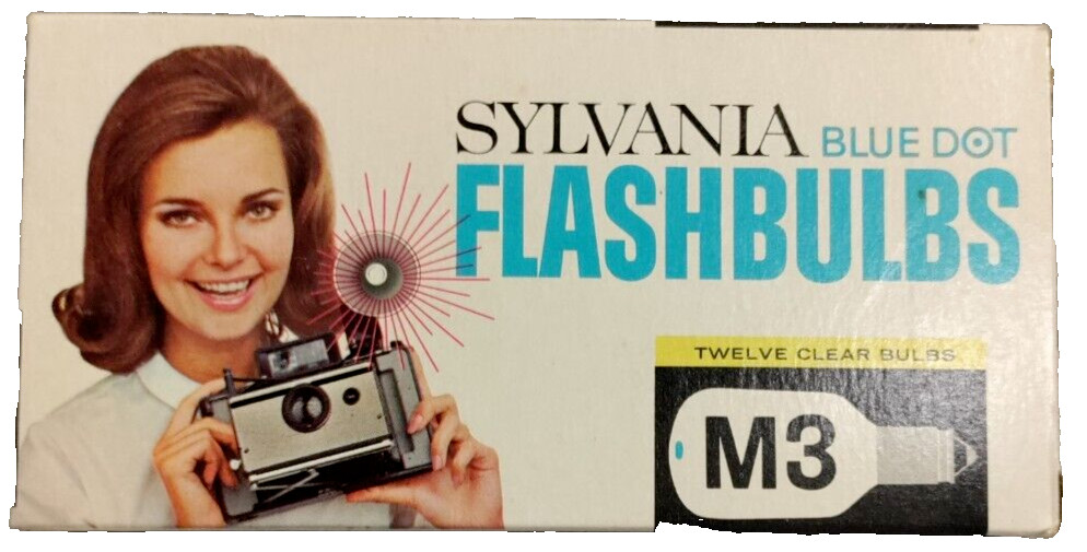 SYLVANIA Blue Dot FLASHBULBS M3 Original Box of 12 Bulbs New Old Stock