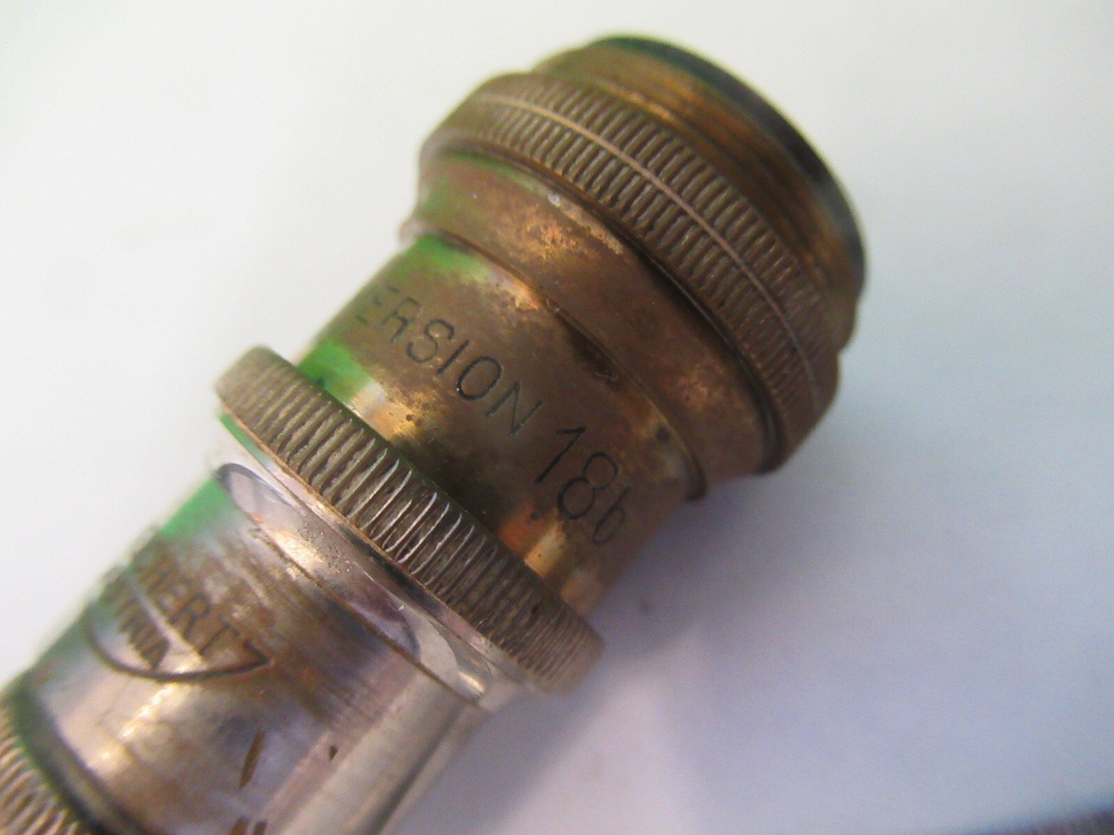 ANTIQUE BRASS REICHERT AUSTRIA OBJECTIVE MICROSCOPE PART AS PICTURED &Q9-A-19