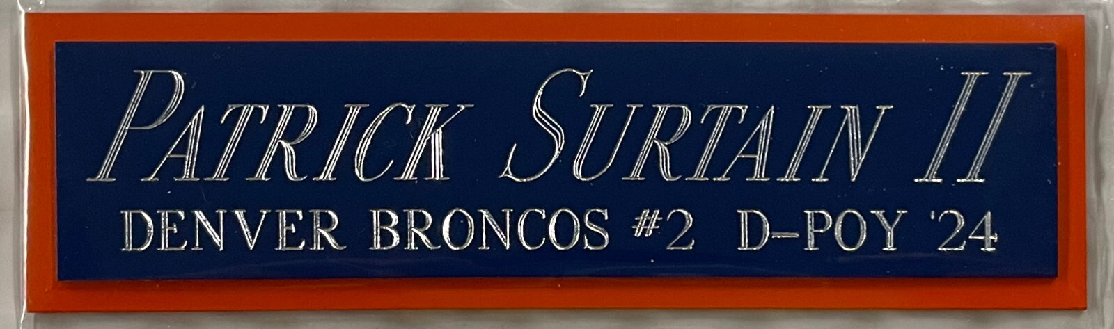 PATRICK SURTAIN II BRONCOS NAMEPLATE FO AUTOGRAPHED FOOTBALL JERSEY PHOTO HELMET