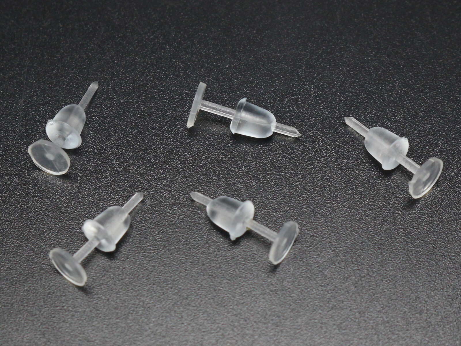 200 Invisible Clear Plastic Flat Blank Pad Earring Nail Pin Ear Post Stud