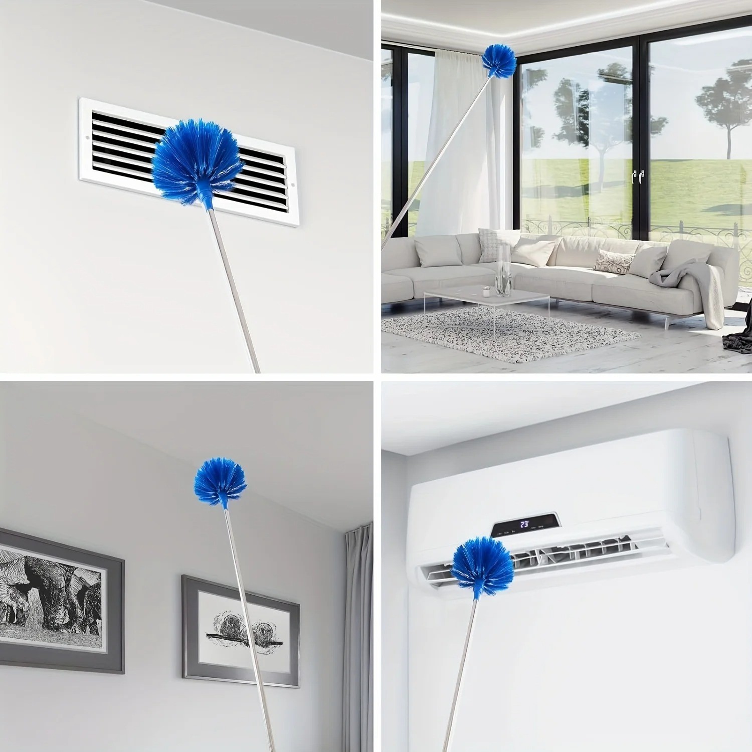 Microfiber & Cobweb Duster Cleaning Brush Ceiling Fan Cleaner Kit Extension Pole