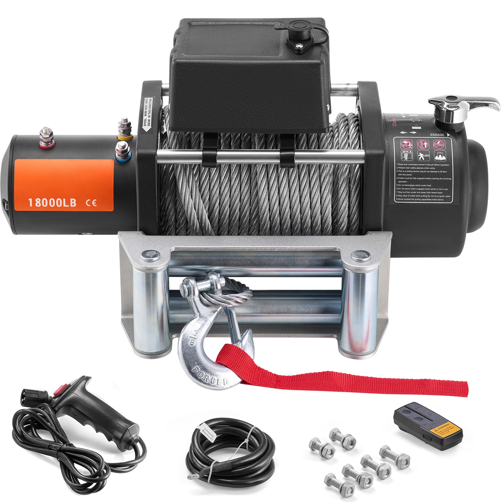 Uimoso Electric Winch for Trucks, 18,000 lb Capacity,Steel Cable,Remote Operated