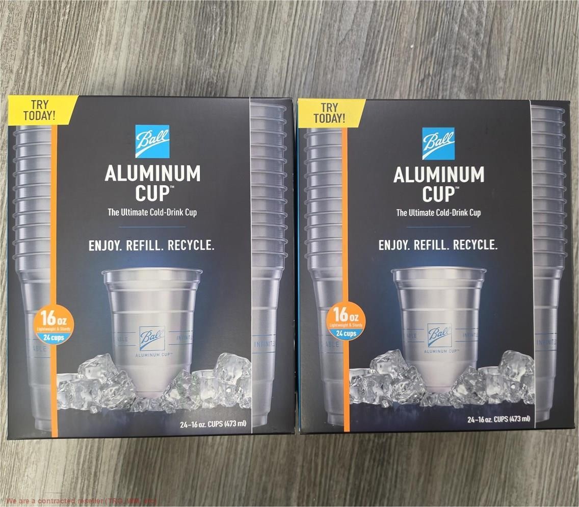 2 PACK!!!! Ball Aluminum Cup Recyclable Party Cups 16oz 24ct (48 Total!)