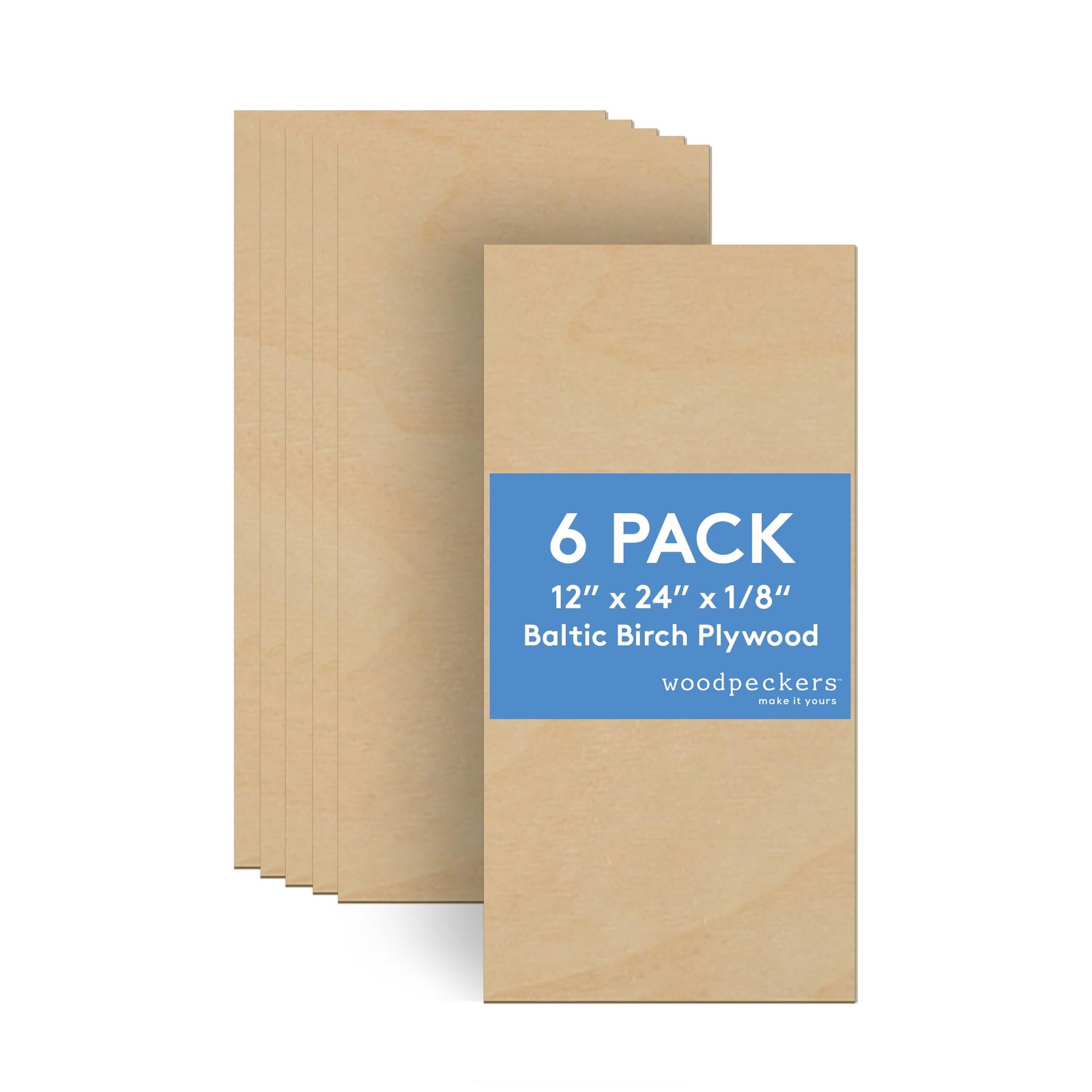 3 mm Baltic Birch Plywood 1/8 x 12 x 24 12" x 24", 1/8" thick, Pack of 6