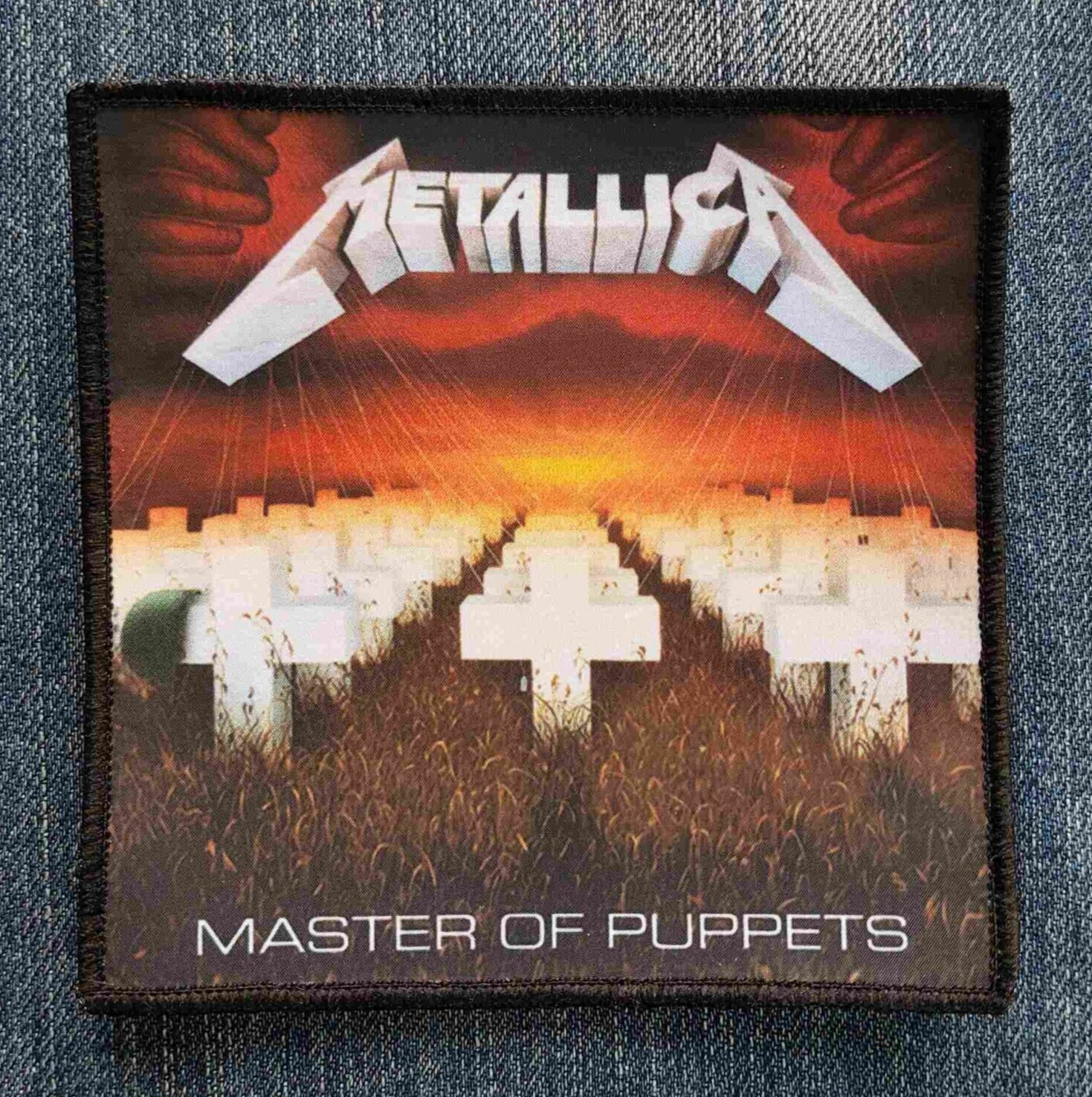 Metallica Master of Puppets Patch Album Cover Sublimated Sew On Band Square Logo