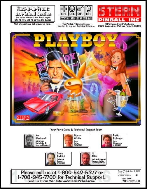 Stern Playboy Pinball  Service/Repair/Troubleshooting Manual - Full Color