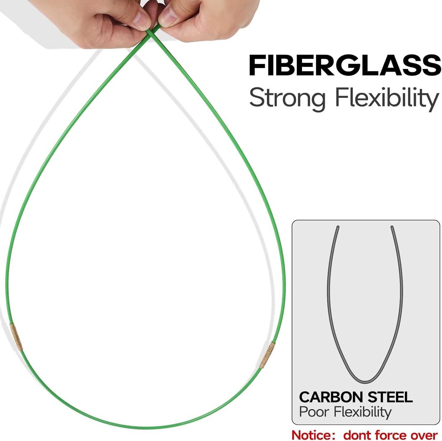45FT Fiberglass Running Electrical Wire Cable Glow Rods Wire Pulling, Fish Rods