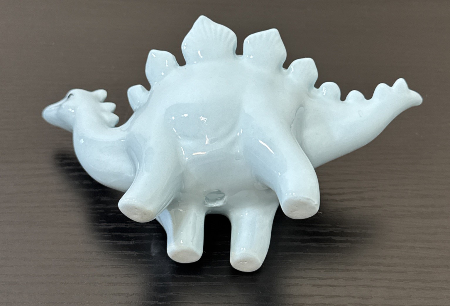 Blue Ceramic Stegosaurus shape Dinosaur Succulent Planter With Matching Tray
