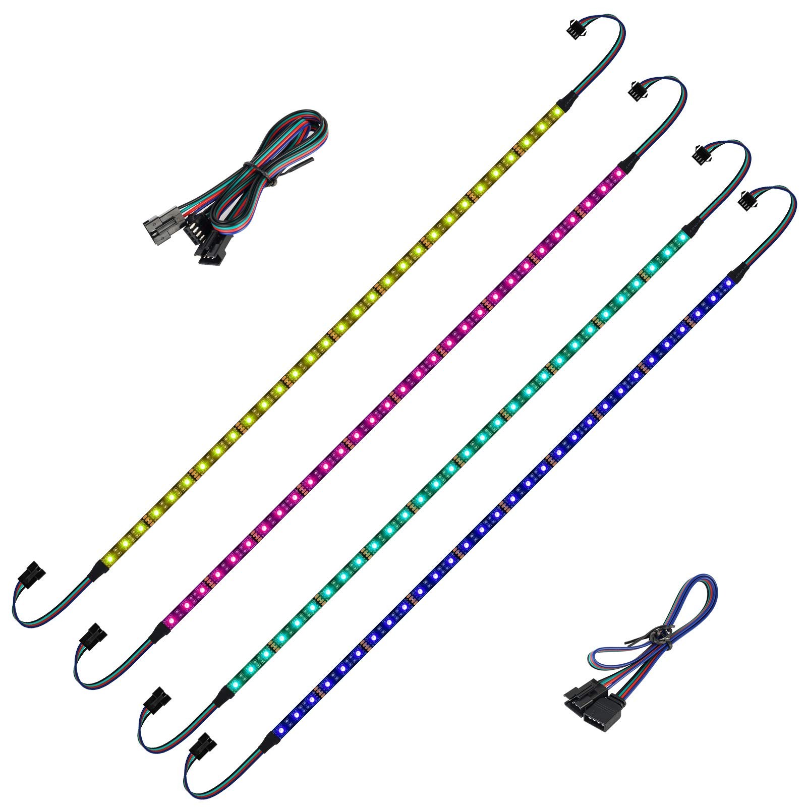 PC RGB Strip 4PCs 19.7in for 12V 4Pin LED Headers for ASUS Aura Sync, Gigabyt...
