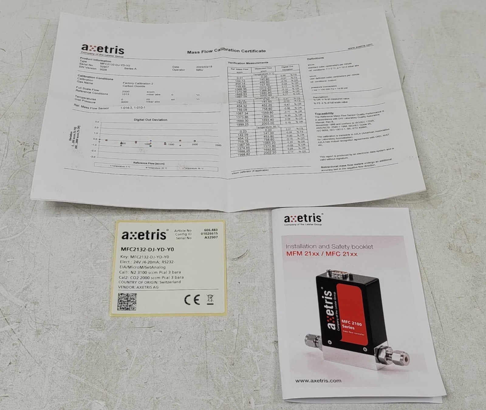 Axetris Leister Mass Flow Controller MFC 2132 RS-232 NEW