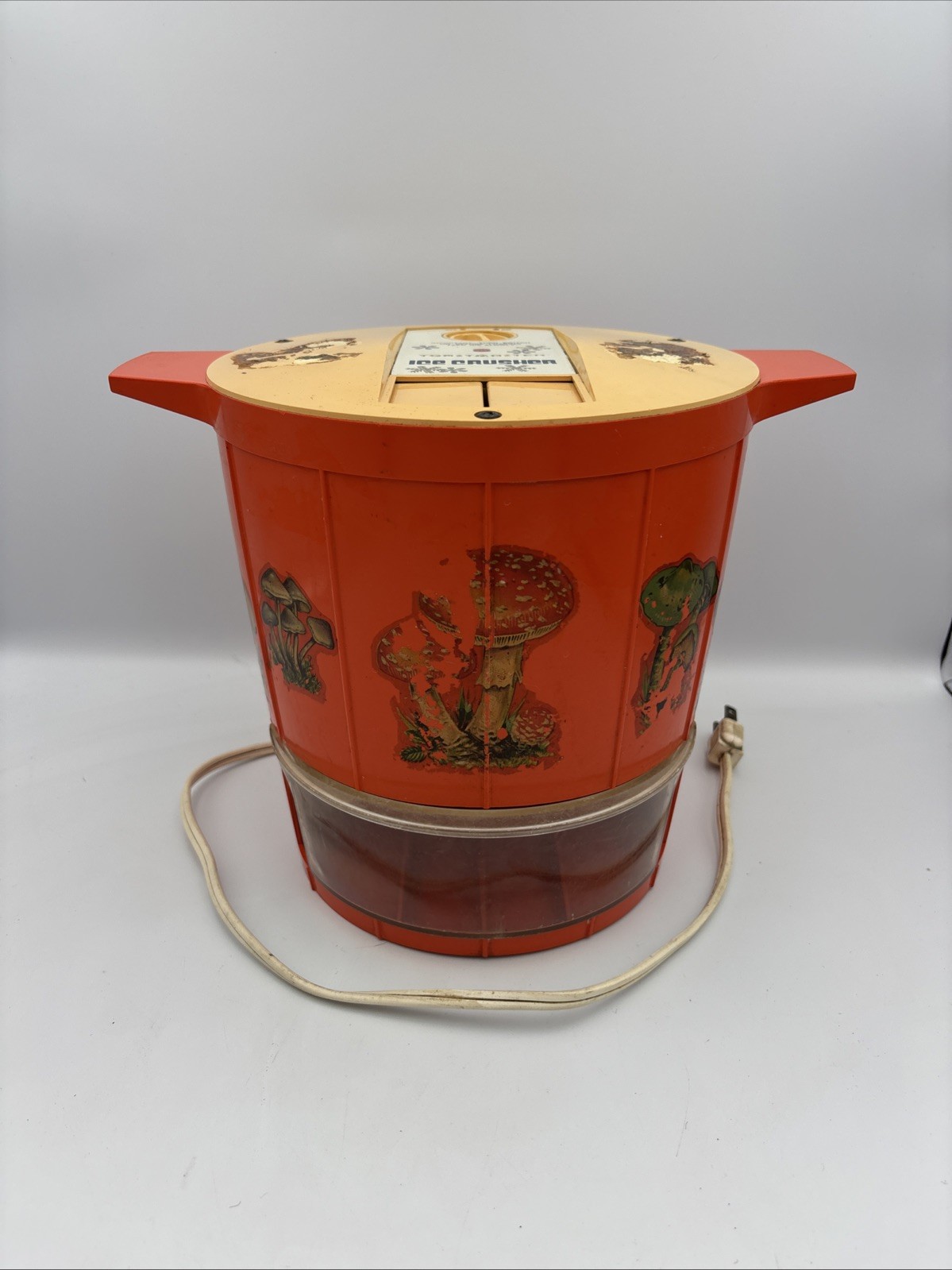 Vintage Toastmaster Ice Crusher Model 6204 Merry Mushroom Red Orange 70s Retro
