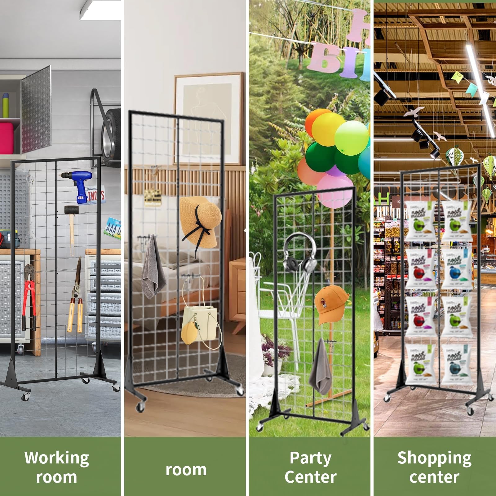 2- Packs 2' x 5.5' Grid Wall Panels Standing Wire Grid, Display Rack with T-B...