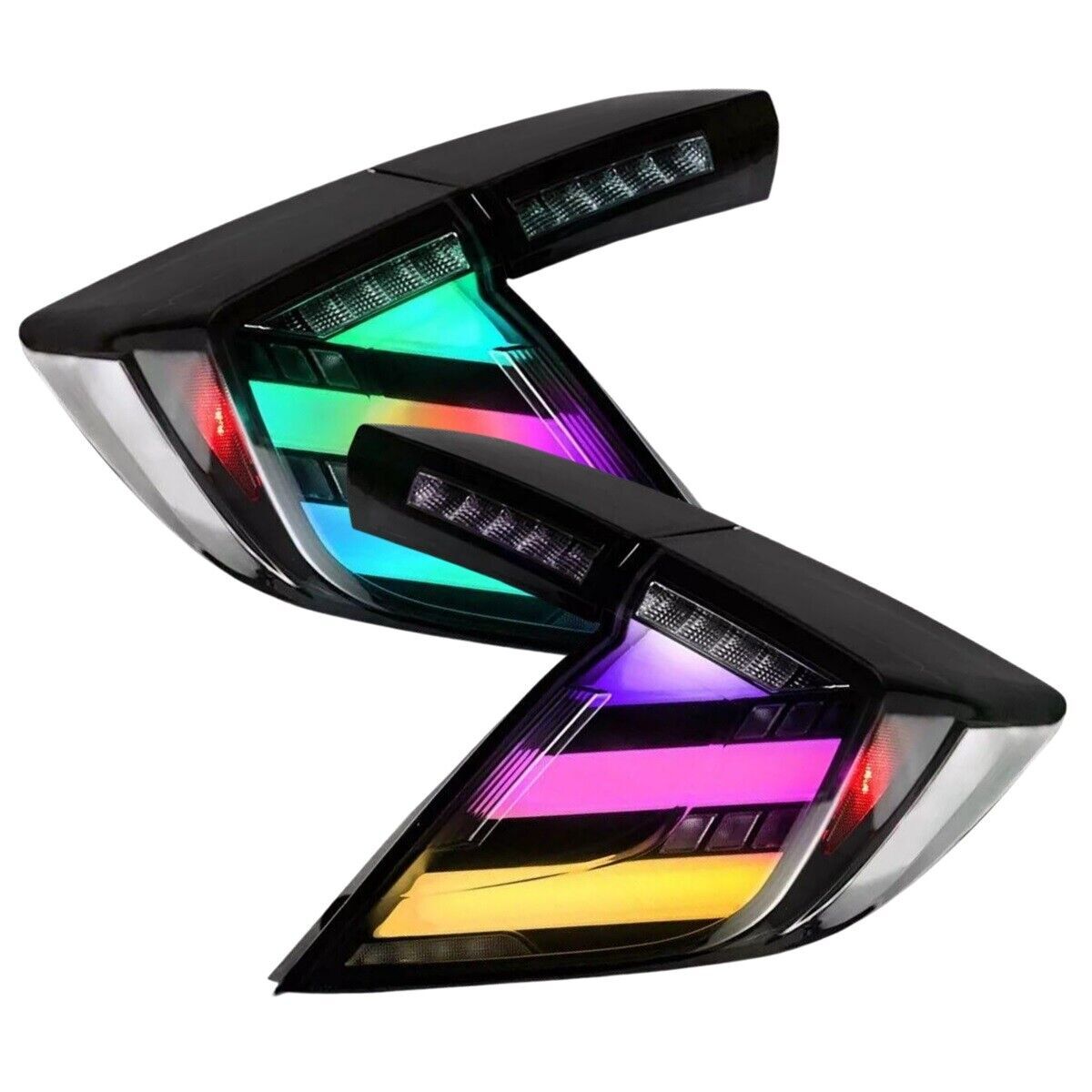 RGB LED Tail Lights Kit for Honda Civic Hatchback/Type R 2016-2021 Smoked Lens
