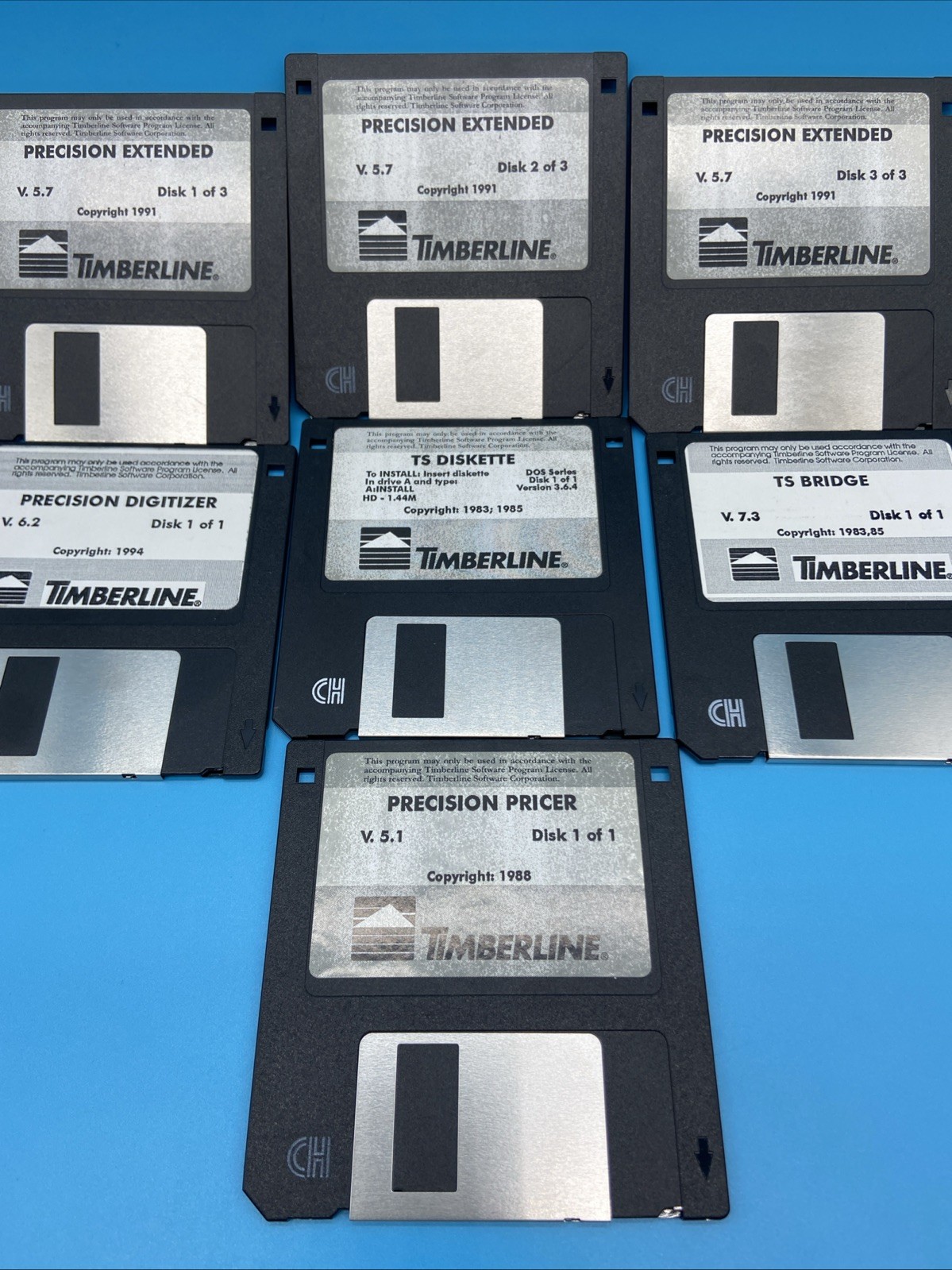 7 Vintage Timberline Software Floppy Disks Precision Extended Digitizer Untested