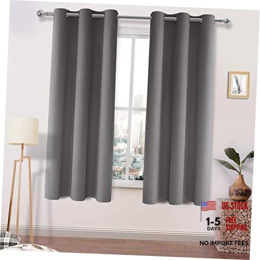 Blackout Curtains for Bedroom Curtains 63 Inch 42"W x 63"L (Pack of 2) Grey