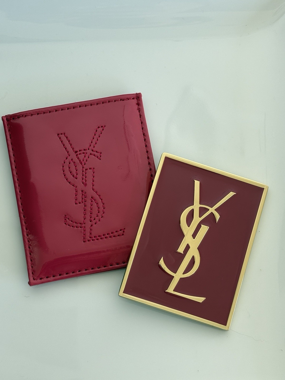YSL Saint Laurent Beauty Makeup Purse Mirror, Pink Patent Leather & Gold. New.