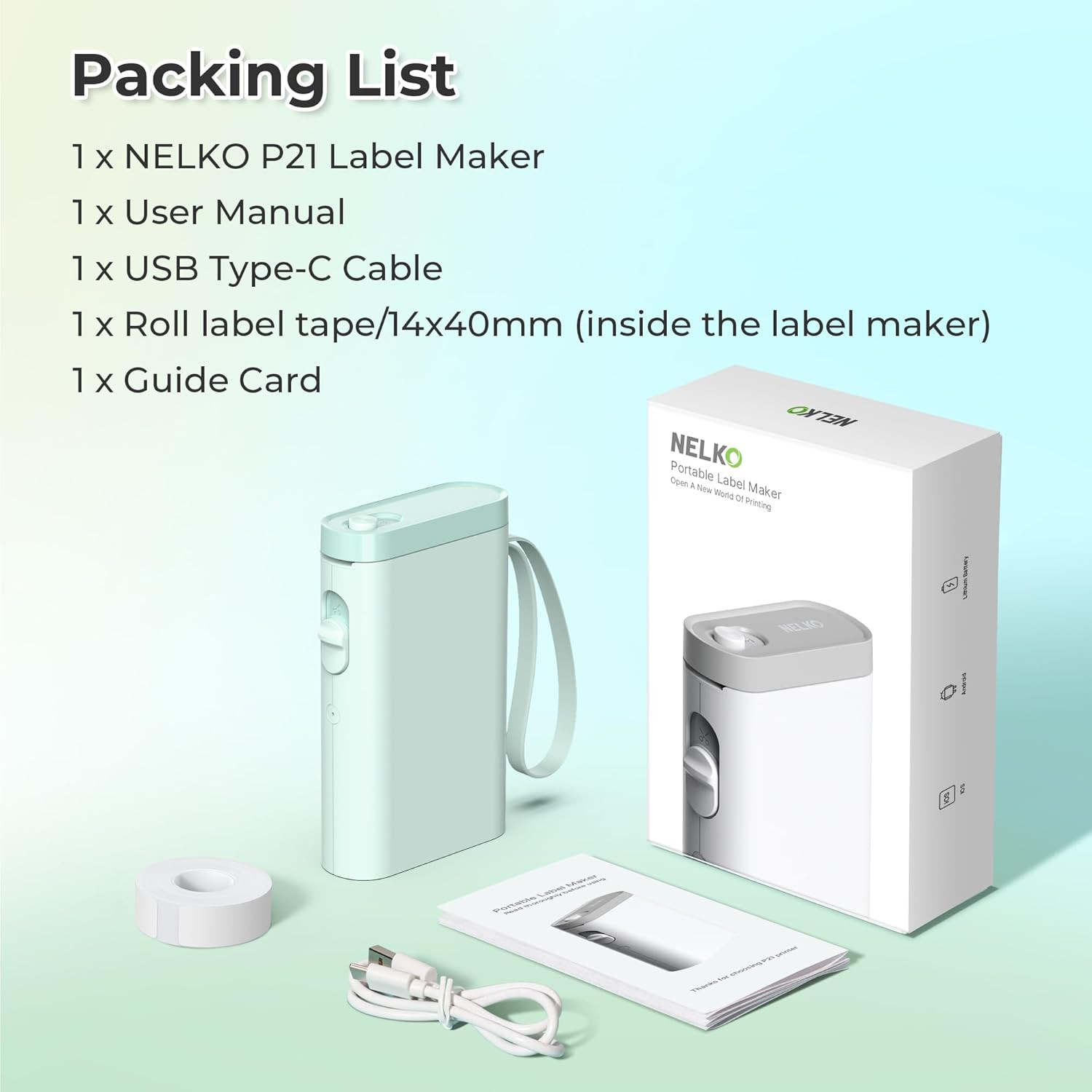 Label Maker Machine with Tape, P21 Bluetooth Label Printer, Wireless Mini Label