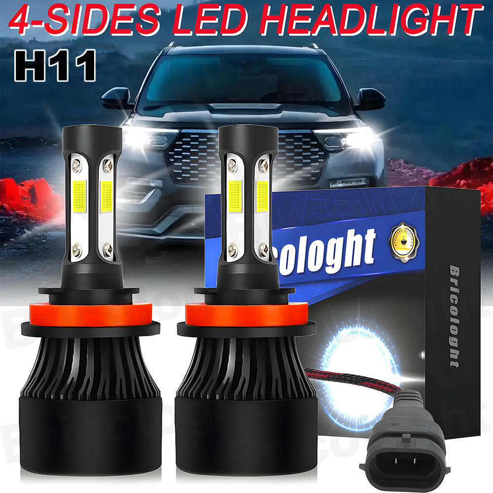 4-Sides H11 LED Headlight Kit Low Beam Bulb Super Bright 6000K White 1000000LM