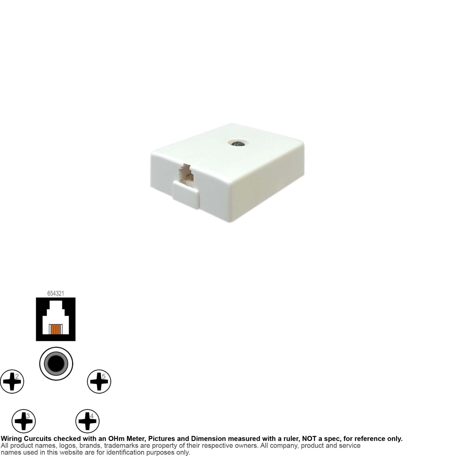 Network Wiring Surface Mount Box Biscuit Jack RJ11 6P4C 4 Pin  1 Port 74106B