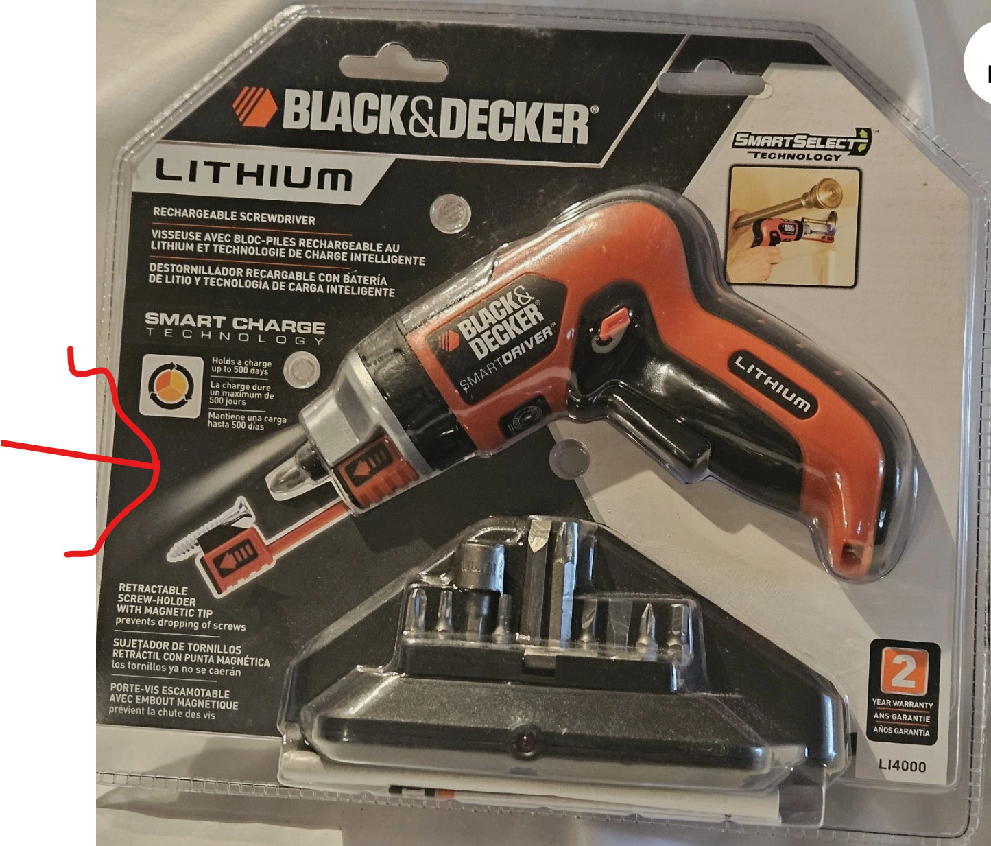 BLACK & DECKER SmartDriver Rechargeable Lithium Screwdriver Li4000, NEEDS BATTRY