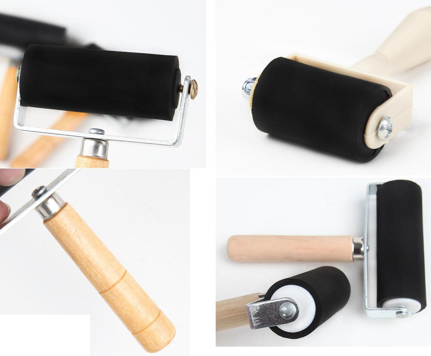 3 Pack Rubber Roller Brayer Rollers 1.4/2.4/4 Inch Art Craft Roller for Printmak