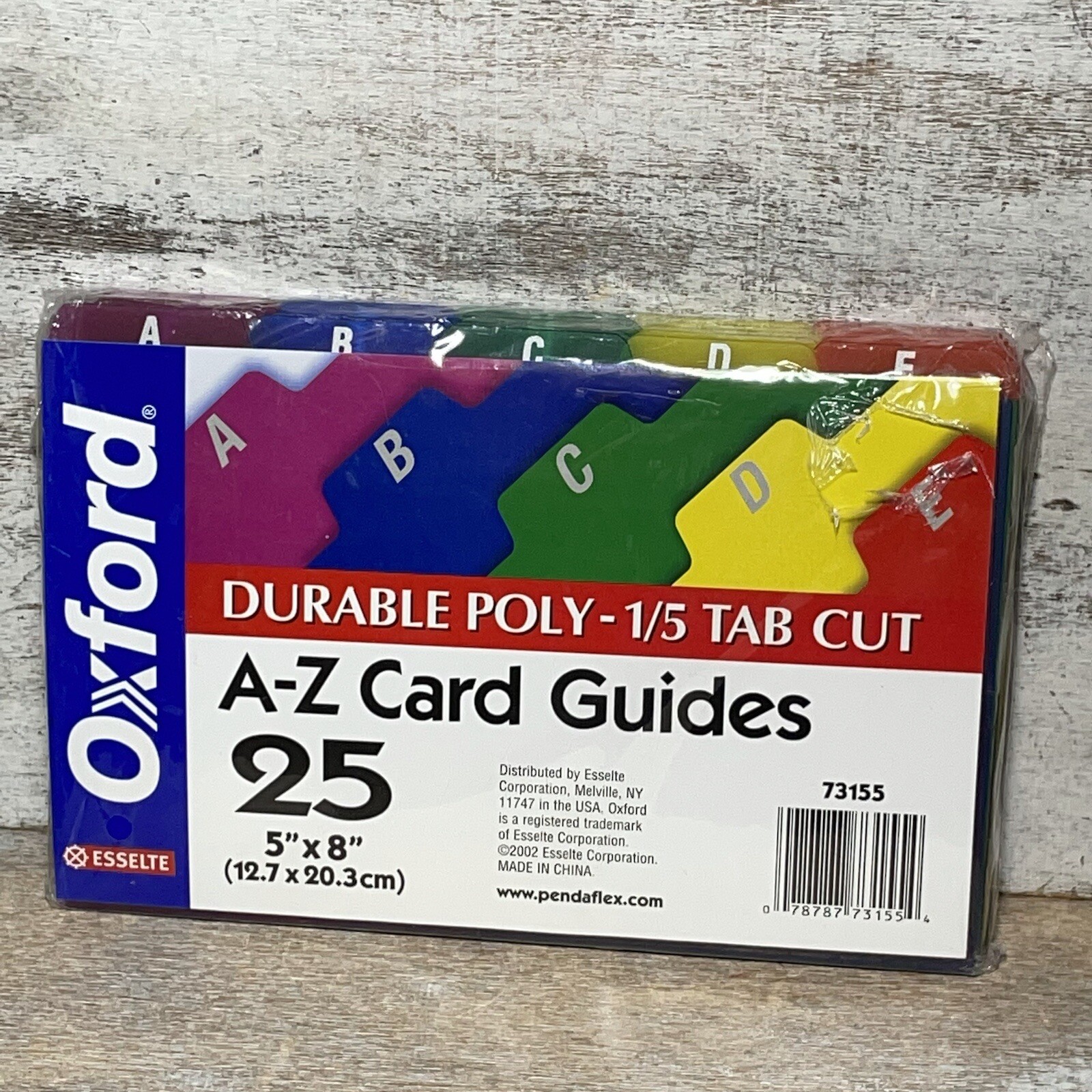 Oxford Durable Poly A-Z Card Guides, 1/5 Tab Cut, 25 5 x 8 Tabs, Assorted Colors
