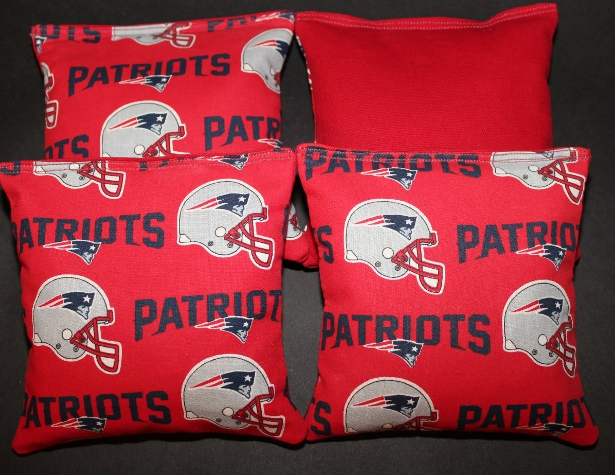 4 CORNHOLE BEANBAGS made w NEW ENGLAND PATRIOTS Fabric ACA Reg Bags