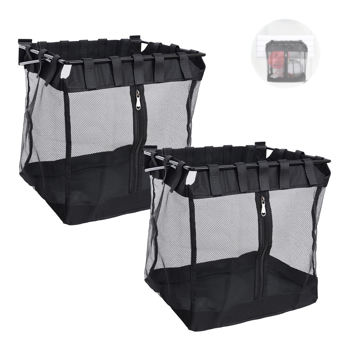 2Pcs Large Slatwall Baskets Mesh with Zipper Large, A