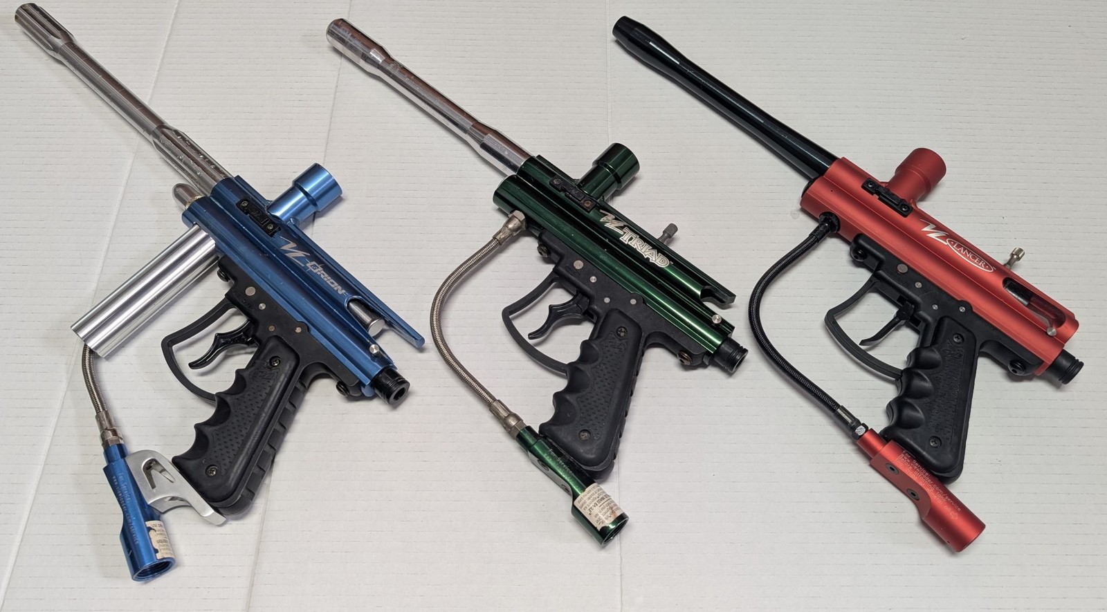 Viewloader Paintball Pistols Lot of 3 Mechanical Markers Blue Green Red Parts